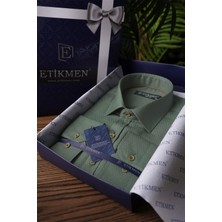 Etikmen Kaktüs Yeşili Kahve Düğme Slimfit Erkek Gömlek