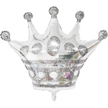 Parti Adresi Gümüş Kral Taç Folyo Balon Doğum Günü Parti Balonu 75 cm