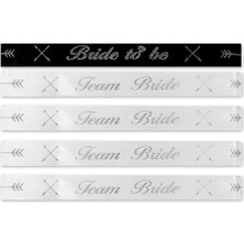 Bride Bileklik Bekarlığa Veda Parti Aksesuarı Bride-Team Bride Bileklik 5'li Beyaz Gümüş