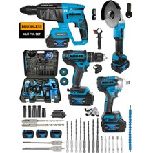 Alman 4'lü Inşaat Seti 3 Akülü Kırıcı  Hilti Avuç Taşlama Somun Sökme 13MM Darbeli Matkap