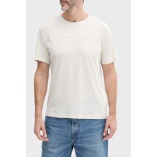 Calvin Klein  Pamuk ve Keten Karışımlı Regular Fit Bisiklet Yaka T Shirt KM0KM01138ADA Erkek T Shirt KM0KM01138 Ada