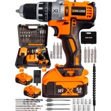 Alman Max 58 V 5 Ah Darbeli Bakir Sargili Çift Akülü Vidalama Çelik Şanzuman Şarjlı Matkap