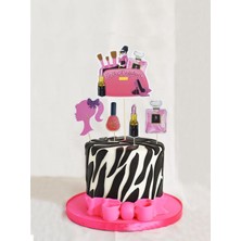 Parti Adresi Pink Star Temalı Süslü Kürdan İyi Ki Doğdun Pasta Süsü Cupcake Kürdanı 5'li 