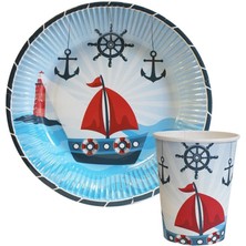 Denizci Temalı Karton Tabak Bardak Set 