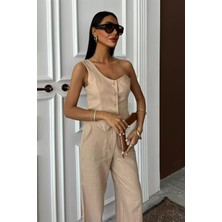 Supplierby Tek Omuz Büstiyer Plazzo Pantolon Viscon Takım 10159