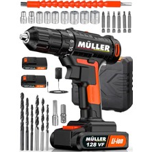 Germany 1200 Çift Kartlı Çelik Şanzuman Bakır Sargılı 2 Akülü Şarjlı Matkap Vidalama 27 Pcs