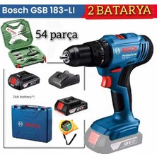 Gsb 183 Li 2 Ah Çift Bataryalı Darbeli Akülü Vidalama ve Bosch 54 Parça Aksesuar Seti