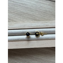 Yıldız Taşı Altın Kaplama Top Küpe El Yapımı