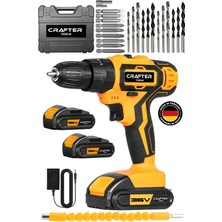 36V 5AH Şarjlı Darbeli Matkap Vidalama Seti Çelik Şanzuman Çift Bataryalı Akülü Vidalama 24 Parça