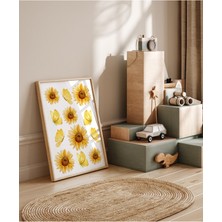 Rabadon Çerçevesiz Ayçiçeği Temalı İsme Özel  Poster Seti Çocuk Bebek Odası