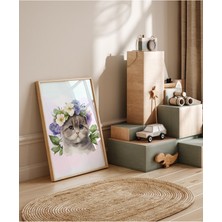 Rabadon Çerçevesiz Kedi ve Çiçek Temalı İsme Özel  3'lü Poster Seti Çocuk Bebek Odası