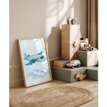 Rabadon Çerçevesiz Uçak Temalı Erkek Çocuk Odası Poster 3'lü Set İsme Özel
