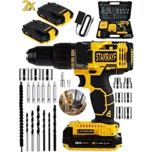 Alman 128 V 12 Ah Darbeli Full Çelik Dişli Şanzuman Çift Akülü Şarjlı Vidalama Matkap