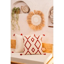 Buldan Store Bohem Elmas Desenli Püsküllü Kırlent Kılıfı