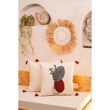 Buldan Store Vazo Desenli Püsküllü Kırlent Kılıfı