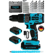 36V 5AH Metal Şanzıman Çift Akülü Darbeli Şarjlı Matkap 24 Parça Akülü Vidalama Akülü Matkap Seti