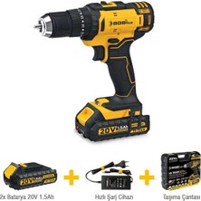 SGS5248 - 20 Volt 1.5 Amper Akülü Şarjlı Darbeli Matkap Vidalama Seti Çift Akülü