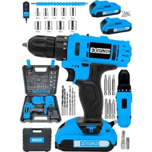 E-Tech 24 Parça Çelik Şanzıman Bakır Sargılı Çift Akülü Şarjlı Matkap-Mvı