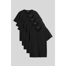 Comeor Erkek Çok Renkli %100 Pamuk T- Shirt Regular Fit Rahat Kesim V Yaka 5'li Basic Tişört Paketi