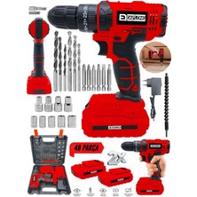 E-Tech Bakır Sargılı Çift Akülü Şarjlı Matkap