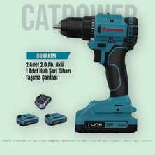 Akülü Vidalama Li-Ion 45NM (Makine) Kömürsüz 10 Mmm +(2.0 Ah Akü 2 Adet)+(Hızlı Şarj Aleti) CAT4213