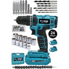 Pro-Xxc-Line Germany Technology Çift Akülü Şarjlı Matkap 24 Parça 58 Vf 5 Ah Powerblack