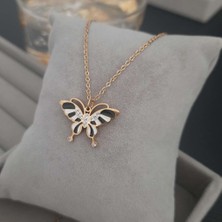 Çelik Gold Renk Kelebek Figürlü Kadın Kolye