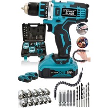 Pro-Xxc-Line Germany Technology Çift Akülü Şarjlı Matkap 24 Parça 58 Vf 5 Ah Powerblack