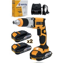 MUR-PL10W Sarı 21V 2.0AH Profesyonel Çift Batarya Şarjlı Alçıpan Vidalama Sarı Kömürsüz