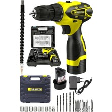 Alman Titan 32 V Sjs Çift Metal Şanzuman Çift Akülü Şarjlı Vidalama Matkap + 24 Parça Set Sari Ar