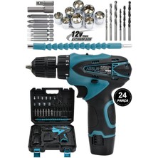 Assur Plus 12V 1.5AH Çift Akülü Vidalama Şarjlı Matkap 24 Parça