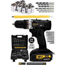 12V Çelik Şanzıman Bakır Sargılı Çift Akülü Şarjlı Matkap Vidalama