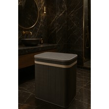 Bambu Çamaşır Sepeti 60X52X32 Beyazlar/renkliler Ayrı Bölmeli-Gri RENK-100 Lt