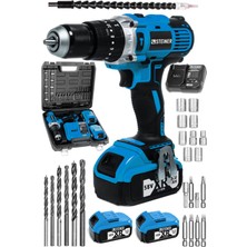 Germany Technology Darbeli 13MM 58 V 5 Ah Çift Xr Akülü Şarjlı Vidalama Matkap Mavi + Set