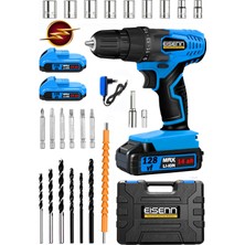 Germany Technology X-Wıbratıon Blue Metal Şanzıman 128 V 14 Ah Samsung 2 Akülü Vidalama Matkap Set