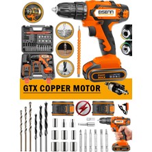 Germany Technology E-1814T V-Tech Yeni Nesil Çift Akülü Şarjlı Vidalama Matkap Usta Setli