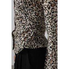 Gıronda Yanları Büzgülü Leopar Gömlek - Leopar