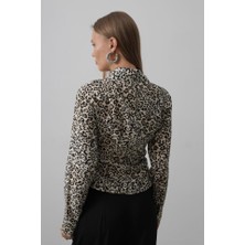 Gıronda Yanları Büzgülü Leopar Gömlek - Leopar