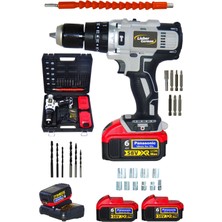 Teknoloji 24 V 3 Ah Metal Şanjumanlı 27 Parça Setli Çift Akülü Şarjlı Darbeli Vidalama Matkap
