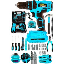 Darbeli 100 Pcs Setli Bakır Sargılı Tam Profesyonel Çift Akülü Pense Set Şarjlı Vidalama Matkap