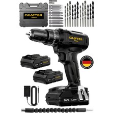 36V 5AH Darbeli Şarjlı Matkap Seti Çelik Şanzuman Çift Bataryalı Akülü Vidalama 24 Parça Setli