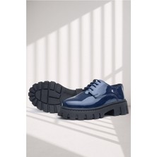 Rakerplus Lacivert Rugan Bağcıklı Kız Çocuk Oxford Okul Ayakkabı