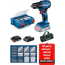 Gsb 185 Li Tek Akülü Kömürsüz Matkap Vidalama Bosch Profesyonel Darbeli Şarjlı Matkap Mavi