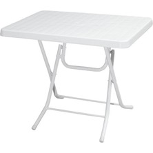 Omnipazar MT-GFM210 Picnic Plastik Dikdörtgen Katlanır Bahçe Balkon Masa 60X85 cm Beyaz