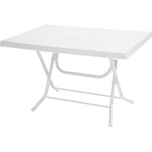 Omnipazar MT-GFM212 Ancora Plastik Dikdörtgen Katlanır Bahçe Balkon Masa 75X120 cm Beyaz