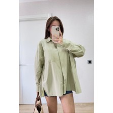 Sosostyle Yakalı Yandan Yırtmaçlı Gömlek - Yeşil