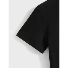 Gıronda Baskılı Oversize Bisiklet Yaka T-Shirt - Siyah