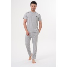Mecit 2981 Gri Büyük Beden Kısa Kollu Erkek Pijama Takımı