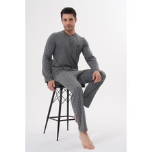 Mecit 2982 Füme Büyük Beden Uzun Kollu Erkek Pijama Takımı