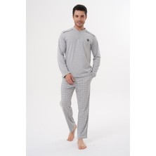 Mecit 2982 Gri Büyük Beden Uzun Kollu Erkek Pijama Takımı